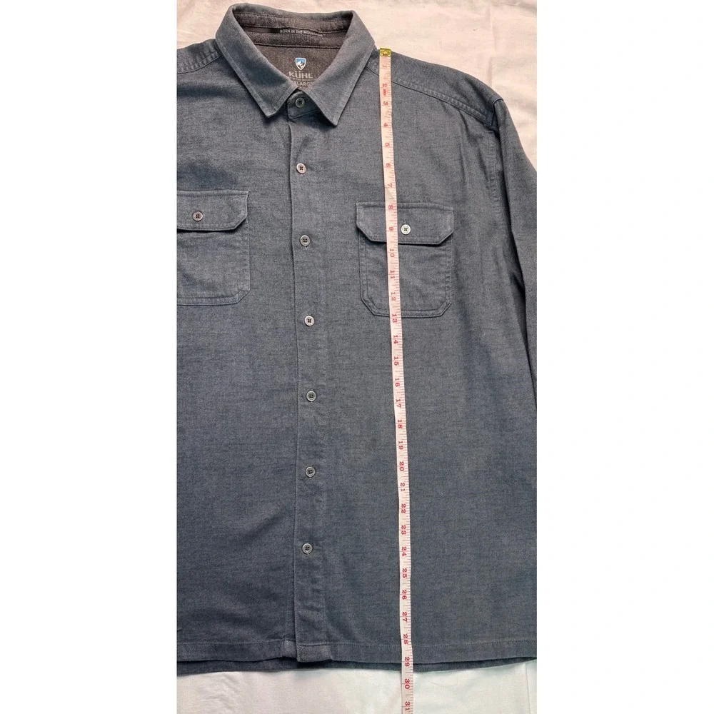 Kuhl Mens XL Charcoal Gray Cotton Tencel Long Sleeve Button Down Shirt Pockets